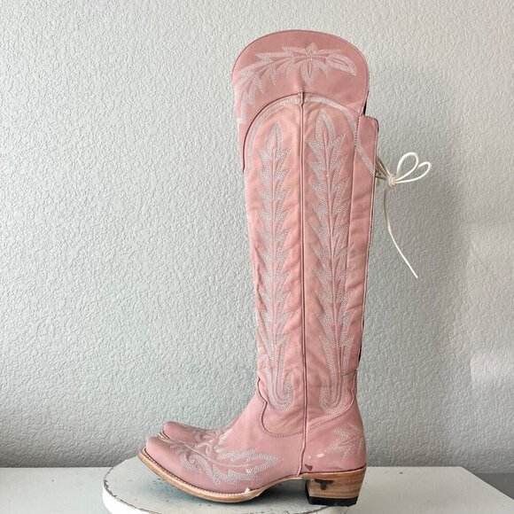 Lane LEXINGTON Over the Knee Womens Cowboy Boots 7 Pink Western Cowgirl Lace up - Picture 5 of 14